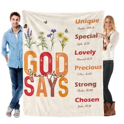 God Says Floral Bible Blanket - Wildflower Verses of Strength and Love