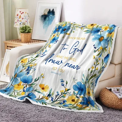 Floral Bible Verse Draw Blanket - Watercolor Floral Scripture Design