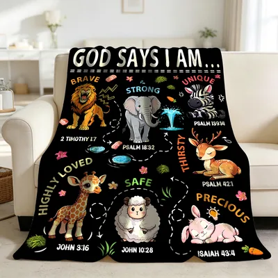 God Says I Am Safari Blanket: Brave, Strong, and Precious