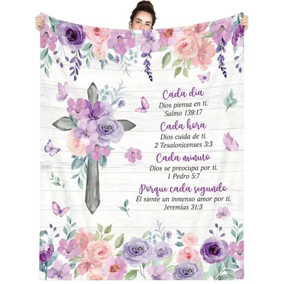Christian Bible Verses Floral Blanket