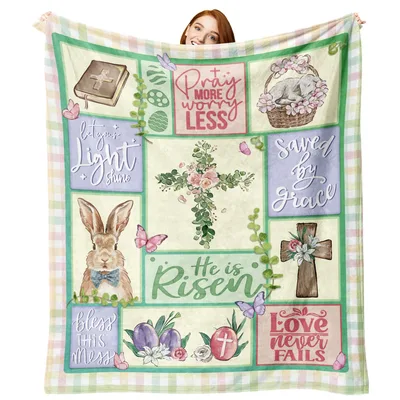 Christian Easter Cross Bunny Blanket: Faith and Hope Design