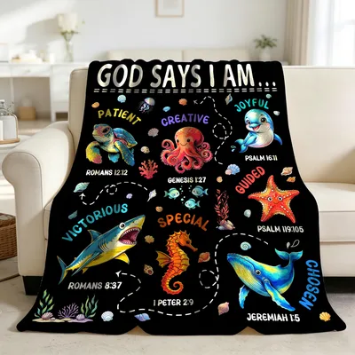 God Says I Am Sea Blanket: Ocean Animals and Bible Verses
