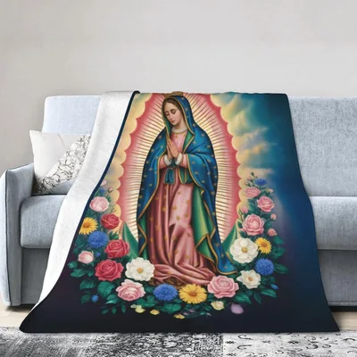 Our Lady of Guadalupe with Flowers Blanket: A Devotional Floral Print