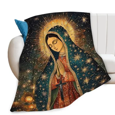 Praying Virgin Mary Under Blanket: Starry Night Art Design