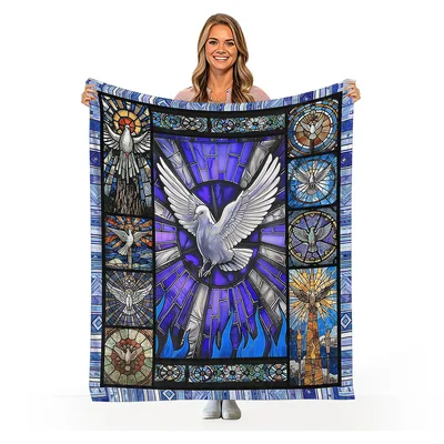 Stained Glass Dove Window Blanket: A Stained Glass Artwork for Faith