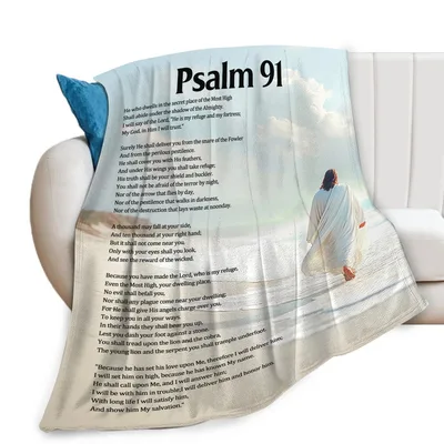 Psalm 91 Jesus Walking Blanket - Scriptural Art for Faith