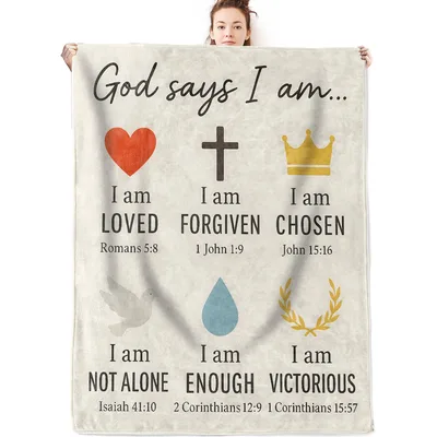 God Says I Am Verses Blanket: Six Bible Promises with Symbols