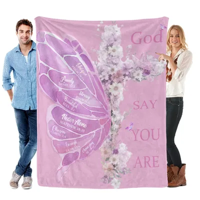 Christian Butterfly Faith Quotes Blanket: God Say You Are