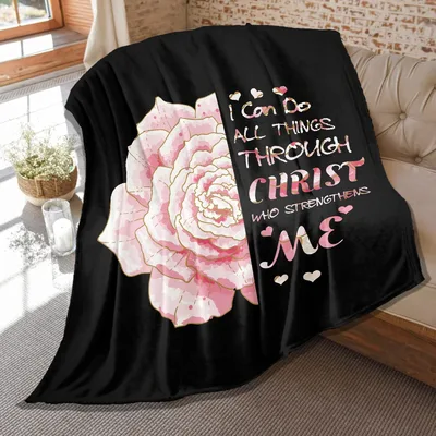 Pink Rose with Bible Blanket: Strength and Floral Design