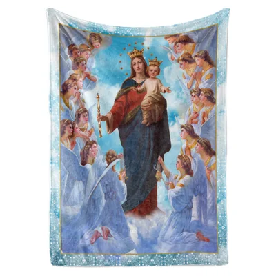 Mother Mary with Baby Blanket: A Classic Religious Art Print