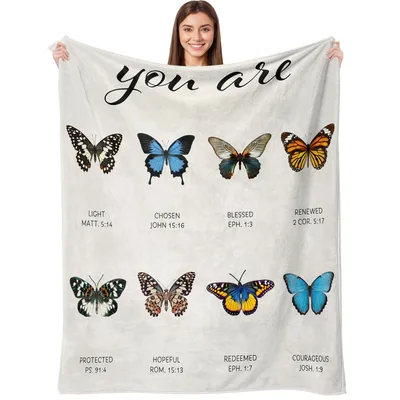 You Are Butterflies Scripture Blanket Faith and Butterfly Art Design