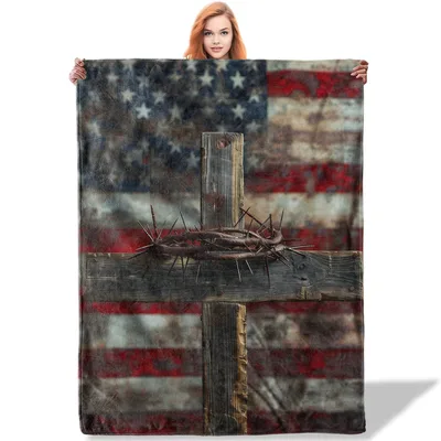 Cross and American Flag Blanket: Faith Meets Patriotism