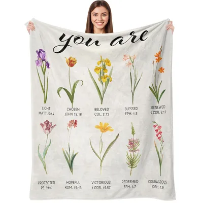 You Are Scripture Flowers Blanket: Botanical Bible Verse Throw