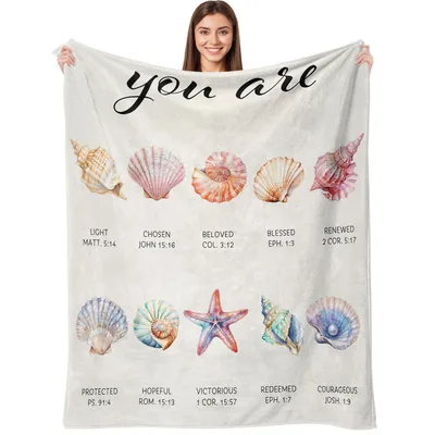 You Are Seashells Scripture Blanket Faith and Shell Art Design