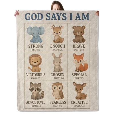 God Says Blanket: Affirmations with Cute Animals and Bible Verses
