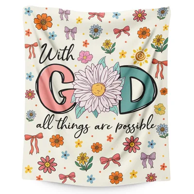 With God All Things Are Possible Blanket: Floral Faith Design