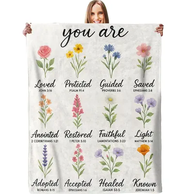 You Are Loved Protected Blanket: Floral Bible Verse Design for Faith