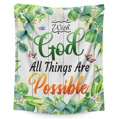 With God All Things Blanket: Floral Bible Verse Design for Faith