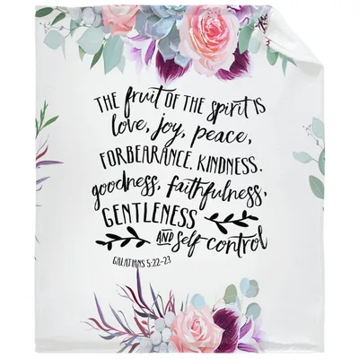 Fruit of the Spirit Blanket with Galatians Verse and Floral Art