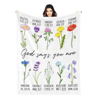 God Says Blanket: Floral Bible Verse Throw for Women