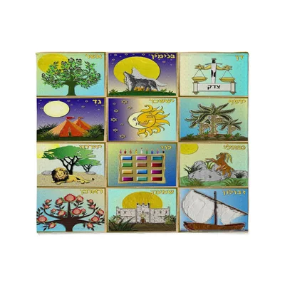 12 Tribes of Israel Blanket: A Grid of Symbolic Art and Hebrew Names