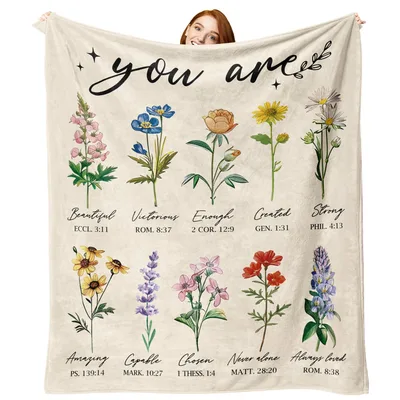 You Are Wildflowers Scripture Blanket - Floral Bible Verses Design