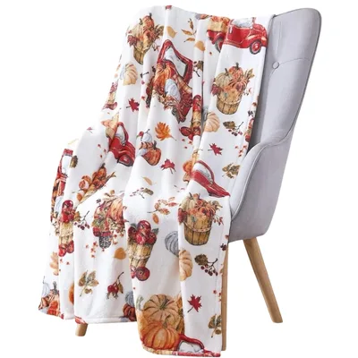 Fall Harvest Pumpkin Truck Blanket for Cozy Autumn Nights