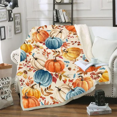 Autumn Harvest Blanket: Pumpkins and Fall Leaves