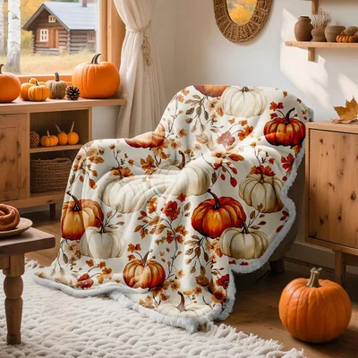 Fall Pumpkin Leaves Blanket for Cozy Autumn Evenings