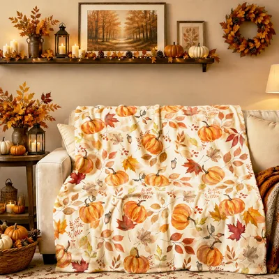 Autumn Pumpkins and Maple Blanket for Cozy Fall Evenings