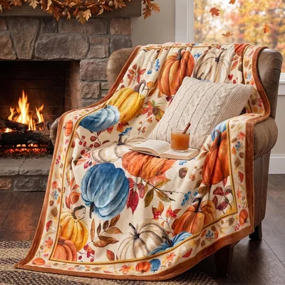 Harvest Pumpkin Blanket for Cozy Fall Evenings