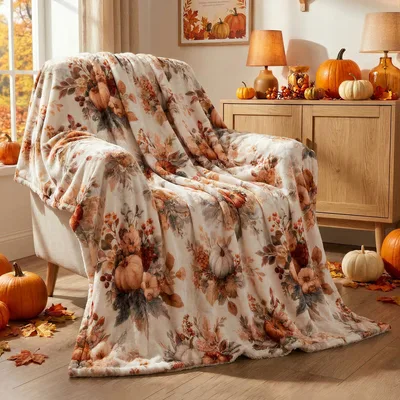 Pumpkin Floral Blanket for Cozy Fall Evenings