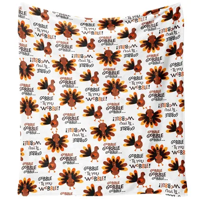 Thanksgiving Turkey Pattern Blanket: Gobble Till You Wobble Design