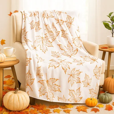 Fall Maple Leaves Blanket: Autumn Leaf Print for Cozy Season