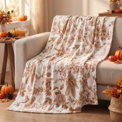 Fall Floral Pattern Blanket: Rustic Autumn Flowers for Cozy Season