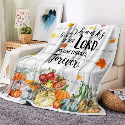 Thanksgiving Pumpkins Bible Verse Blanket: Fall Harvest Faith Design