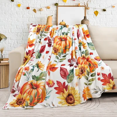 Ivory Harvest Pumpkins Blanket
