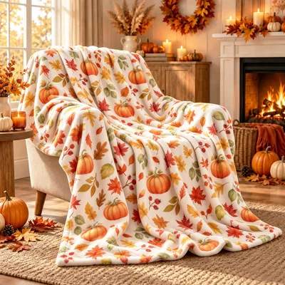 Leaf Pattern Blanket: A Cozy Fall Pumpkin Leaf Design for Autumn