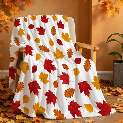 Crimson Maple Leaves Blanket: Cozy Fall Pattern for Autumn Decor