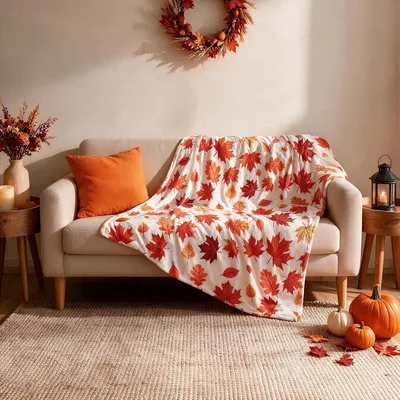 Fall Maple Leaves Pattern Blanket: Cozy Autumn Leaf Design