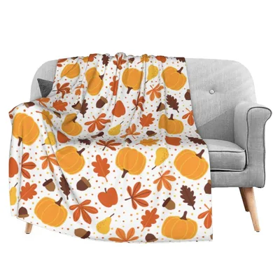 Pumpkins and Autumn Leaves Blanket No. 2