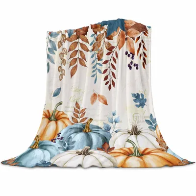 Pumpkins and Autumn Leaves Blanket: Cozy Fall Harvest Design