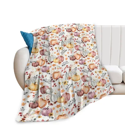 Autumn Pumpkin and Flower Blanket: Watercolor Harvest Pattern