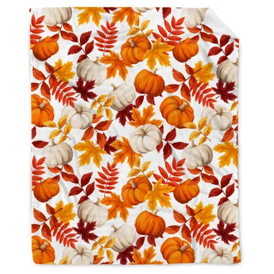 Pumpkin Maple Leaf Autumn Blanket featuring orange