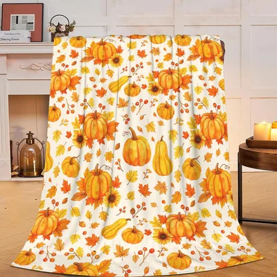 Autumn Pumpkins Pattern Blanket: Watercolor Fall Harvest Design