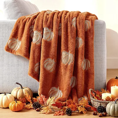 Pumpkin Pattern Fall Throw Blanket for Cozy Autumn Days