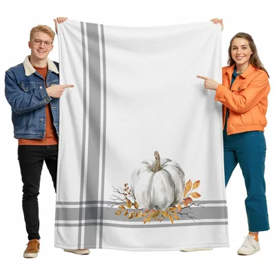 White Pumpkin Fall Design Blanket