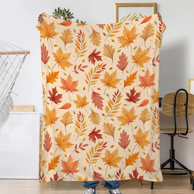 Fall Leaves Pattern Blanket featuring watercolor maple