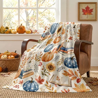 Fall Vintage Books Pumpkins Blanket: A Cozy Autumn Reading Companion
