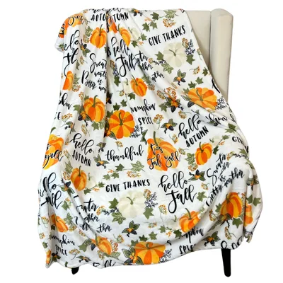 Fall Pumpkins and Give Blanket: Hello Autumn Harvest Print